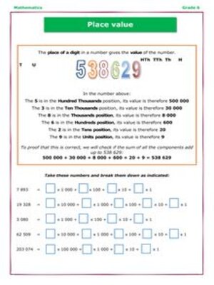 cover image of Grade 6 Maths Worksheet: Place Value
